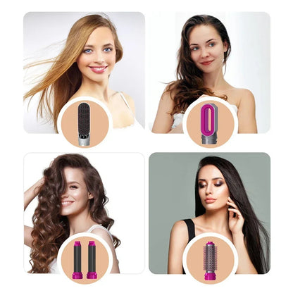 All in 1 Hair Styling Set – Hair Dryer, Straightener, Curling Iron & Hot Air Brush Combo 5 Pcs Set